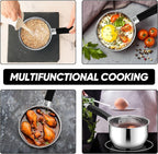 E-far 2 Quart Saucepan with Lid, Tri-Ply Base Stainless Steel Small Sauce Pan with Stay-Cool Handle, Non-toxic Kitchen Cooking Sauce Pot, Compatible with All Cooktops, Dishwasher Safe