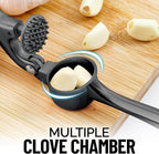 Zulay Kitchen Premium Garlic Press Set - Rust Proof & Dishwasher Safe Professional Garlic Mincer Tool - Easy-Squeeze, Easy-Clean with Soft, Ergonomic Handle - Silicone Garlic Peeler & Brush-Dark Gray