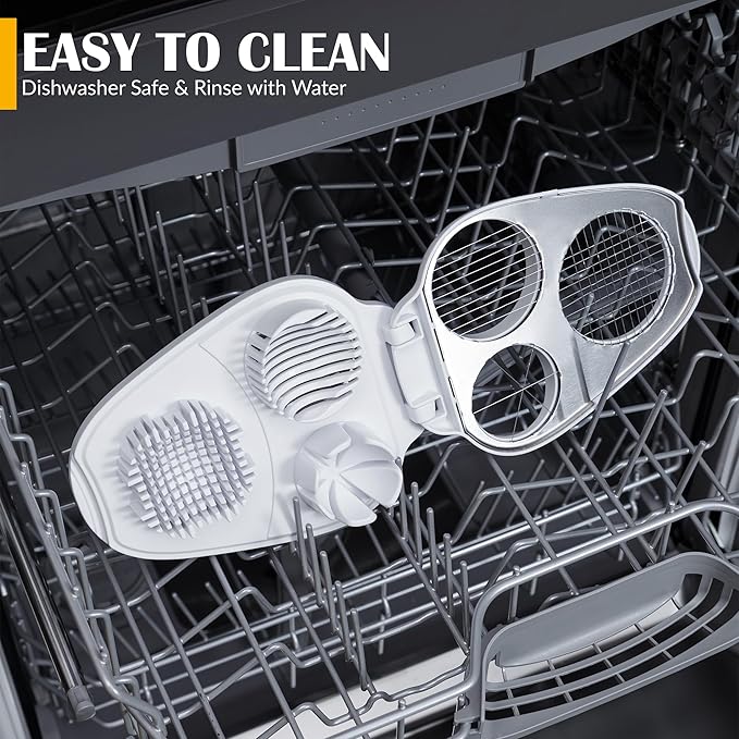 CraftyCrocodile Egg Slicer for Hard Boiled Eggs - 3 Slice Modes Egg Cutter, Heavy Duty, Stainless Steel Dicer - Kitchen Chopper Tool for Strawberry, Mushroom, Grape, Cherry Tomato - White