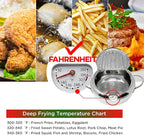 Deep Fryer Pot (°F), 11"/4.4Qt (4.2 L) Extra Large Tempura Frying Pot with Lid, 304 Stainless Steel Fry Pot with Fahrenheit Thermometer and Oil Drip Drain Rack