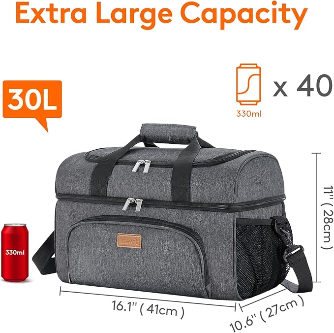 Lifewit Insulated Cooler Bag, 32/48 Can Large Leakproof Beach Cooler, Lightweight Portable Double Layer Soft-Sided Travel Ice Chest for Camping, Kayaking, Road Trips, Grocery Shopping