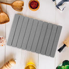 Stone Dish Drying Mat,24"(L)×16"(W) - Fast-Drying, Collapsible Kitchen Counter Mat for Dishes, Cups & Bottles with Sanding Tool + Placemat, Dark gray