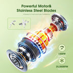 Smoothie Blender Maker 25000RPM Personal Blender for Shakes and Smoothies with 37oz 32oz 23oz Portable Cups Countertop blenders for kitchen, Frozen Drinks, Milkshake, Juice, Ice Crushing, Nuts