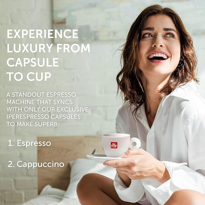 Illy X7.1 Espresso Single-Serve Machine, Barista Quality Espresso Machine for iperEspresso capsules with Milk Frother Steam Wand (Black)