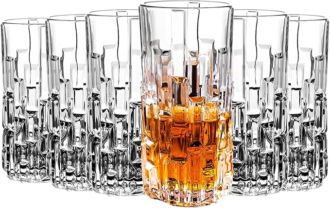 Highball Glasses Set of 6, Water Glasses, Collins Tall Beverage Cups Glassware for Drinks, Water, Beer, Soda, Cocktail 10 OZ