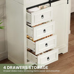 YITAHOME Pantry Cabinet, 71-Inch Tall Freestanding Storage Cabinet with 4 Drawers, Farmhouse Cupboard with Doors Storage, Adjustable Shelves, for Living Room, Dining Room, White Walnut