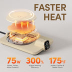 Coffee Mug Warmer Set, Temperature Control Smart Heated Mug for Desk, Electric Coffee Warmer with Auto Shut Off & Real-Time Temp Display, Gifts for Men Women, 15oz, Beige