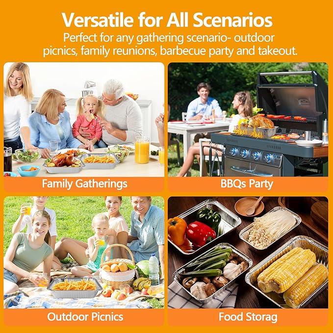 9x13 Aluminum Pans with Lids, Heavy Duty Disposable Aluminum Foil Pans, 30 Pack Disposable Pans, Thickened Disposable Trays Half Size Tin Pans Foil Baking Tray for Cooking, Baking, Roasting