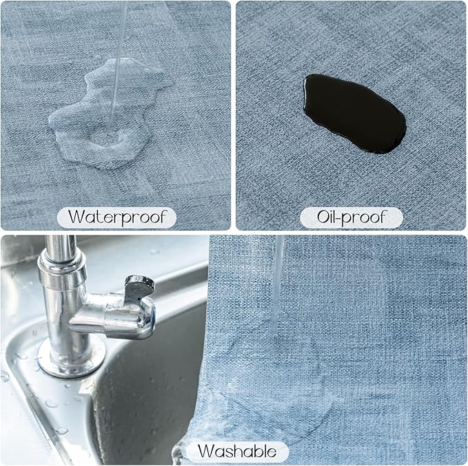 Romanstile Reversible Vinyl Placemats Set of 4, Faux Leather 100% Waterproof Oil-Proof Wipeable Place Mats, Heat Resistant Dual Sided Table Mats for Kitchen/Dining/Party (Grey Sky Blue, 12 x 17 Inch)