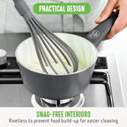 GreenLife 16 Piece Nonstick Cookware Set, Soft Grip Non-Toxic PFAS-Free Ceramic Pots & Pans, Dishwasher & Oven Safe, Frying, Sauce, Saute, Utensils, Glass Lids, Stay-Cool Handles, Wobble Free, Gray