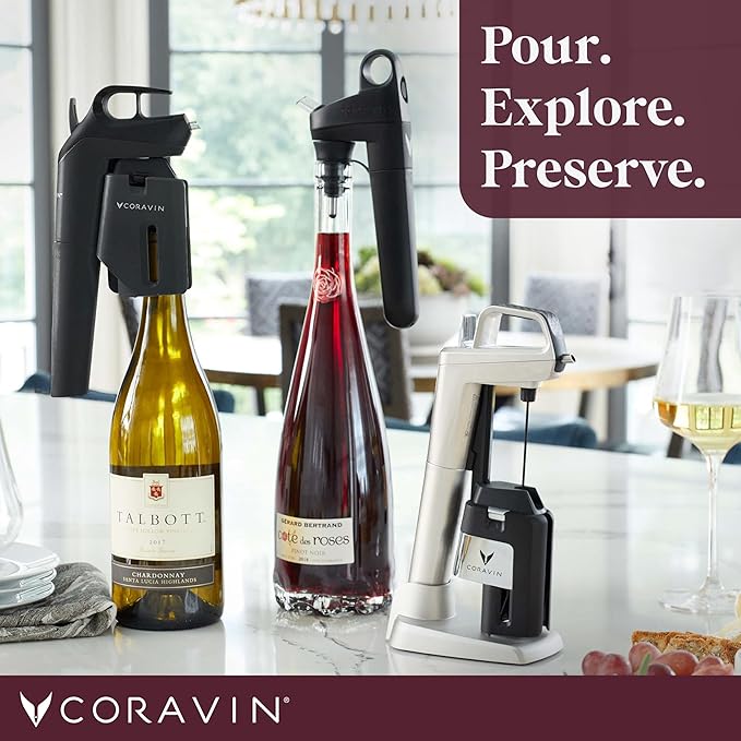 Coravin Timeless Six Plus Wine Preservation System - By-the-Glass Wine Saver - With 3 Pure Argon Gas Capsules, 6 Screw Caps & Wine Aerator - Burgundy