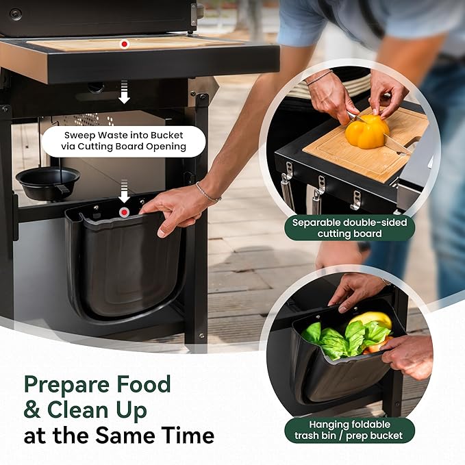 5 Burner Griddle Grill Combo, 2 in 1 Propane Gas BBQ Grill with Porcelain-Enameled Cast Iron Grates & Pan, Outdoor Flat Top Griddle, 695 Sq. In. Propane Barbecue Grill for Patio Backyard Balcony