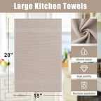 Homaxy Premium Kitchen Towels(18”x 28”, 8 Pack), Large Cotton Kitchen Hand Towels, Flat and Terry Dish Towels, 380 GSM Highly Absorbent Tea Towel Set with Hanging Loop, Khaki