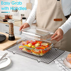 NUTRIUPS 2 QT Rectangular Glass Casserole Dish With Lid, (10×7.5in) Glass Casserole Dish for Oven