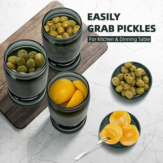 WhiteRhino Pickle Jar with Strainer Flip,34oz Pickle Container with Strainer,Glass Pickle Flip Jar Leakproof Airtight Lid,Hourglass Juice Separator Pickle Jar for Olive, onions, gherkin