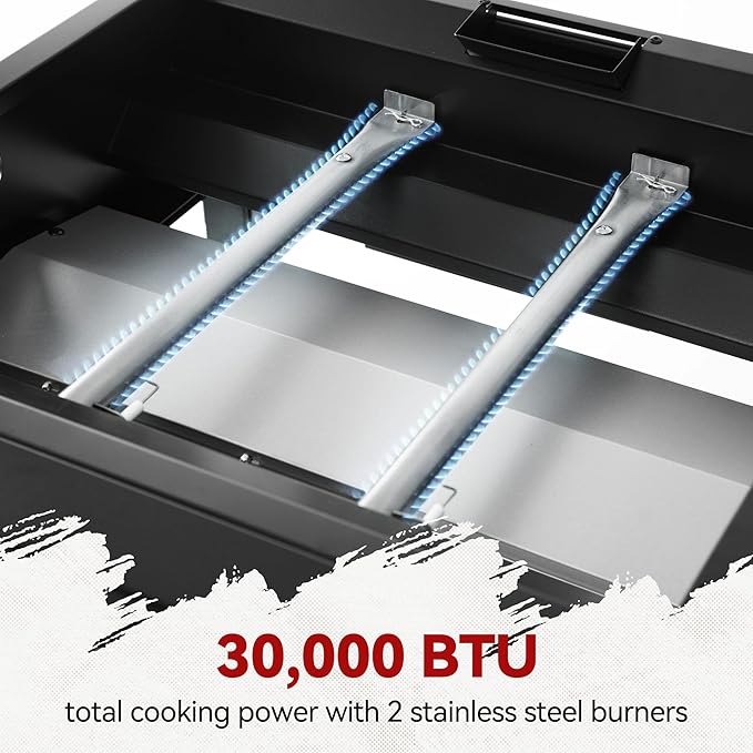 Royal Gourmet GB2000N 2 Burner Propane Gas Griddle, 23 Inch Flat Top Grill with 450 Sq. In. Cooking Area for Backyard and Tailgating, Black