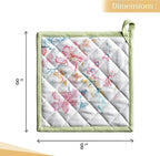 Maison d' Hermine Pot Holders set 100% Cotton Heat Resistant Potholders 8" x 8" Hot Pads with Loop BBQ, Cooking, Baking, Grilling, Kitchen, Handling Hot Pans Spring/Summer (Pack of 2, Paradise Island)