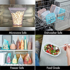 Zip Top Reusable Food Storage Bags | Medium Dish [Lavender] | Silicone Meal Prep Container | Microwave, Dishwasher and Freezer Safe | Made in the USA