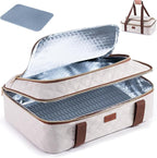 BAGSPRITE Insulated Casserole Carrier for Hot or Cold Food with Heat-resistant Mat, Casserole Dish Carrier Insulated Food Carrier, Hot Food Carrier, Foil Pan Carrier Fits 9" x 13" Baking Dish