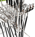 Black Silver 24Pcs Flatware Set With Stand, Lightweight Dinnerware Set Stainless Steel Cutlery With Black handles For Home Kitchen Wedding Party And Daily Use,Service For 6, Mirror Polish