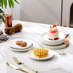 Matte Ceramic Appetizer Plates 6 Inch,Small Mini Dessert Plates Set of 4,Microwave and Oven Safe Snack,Bread,Butter Dessert,Pie,Cake Plates Cat Dishes(6 inch, White)