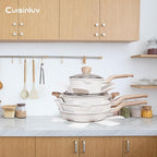 13-Piece Nonstick Pots and Pans Set – Granite Stone Kitchen Cookware Set, PFOA-Free – Includes Frying Pans, Saucepans, Sauté Pan – Induction Compatible, White