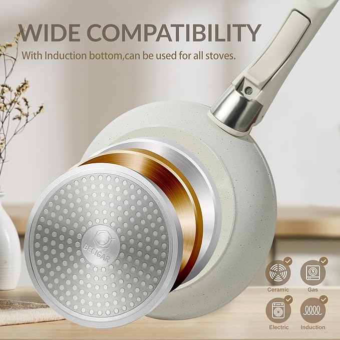 8PCS Ceramic Cookware,Nonstick Ceramic Pan, Removable Handle Pots and Pans Set, Stackable Pan Set, Nonstick Pots and Pans Set Non Stick pot for Home,RV