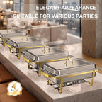 Chafing Dishes for Buffet 4 Pack, 11QT [Large Size and Sturdy] Stainless Steel Food Warmers for Parties Buffet [Elegant Gold and Silver Colors] Catering Supplies Buffet Display