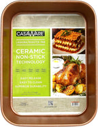 casaWare Ceramic Coated NonStick Lasagna/Roaster Pan 13 x 10 x 3-Inch (Rose Gold Granite)