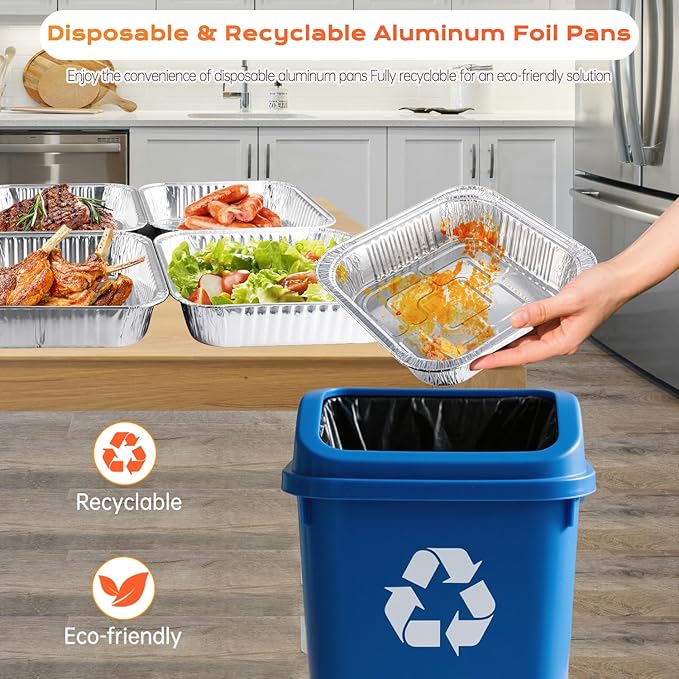 8x8 Aluminum Pans with Lids - 20 Pack Disposable Baking Pans, Heavy Duty Tin Foil Pans with Lids for Cake Baking, Cooking, Heating, Storing, Prepping Food