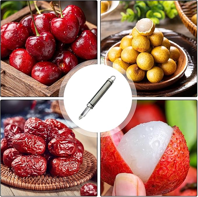 Longans Pears Corer,Stainless Steel Handheld Longan Corer,Portable Vegetable Core Remover,Cherry Core Removal Tool,Fruit And Peeler,Handheld For Lychee,Cherry,Corers and Pitters