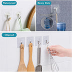 Wall Hooks 33lb(MAX) Heavy Duty Self Adhesive Hooks 20 Pack,Waterproof and Oilproof,Transparent Seamless Strong,Suitable for Bathroom Kitchen