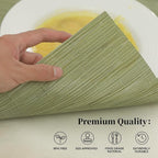 Leetaltree Pea Green Placemats Set of 4 - Heat Resistant Non-Slip Place mats for Dining Table, Washable Durable PVC Vinyl Woven Table Mats（Pea Green, 4）