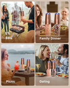 Sangcon Gravity Electric Salt and Pepper Grinder Set Shakers UPGRADED 9OZ XL CAPACITY Battery Powered Refillable Automatic One Hand Operation Adjustable Coarseness Mill Grinder Set for Kitchen