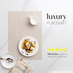 LEXMORE Placemats Set of 4 Vinyl/Plastic Woven Place Mats for Kitchen Table Indoor/Outdoor Washable Placemat Wipeable Dining Table Mats(Beige)