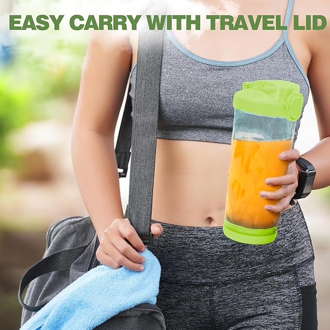 Portable Blender, 270W for Shakes & Smoothies - Waterproof, USB Rechargeable with 20 oz BPA-Free Cup & Travel Lid (Yellow, 20 oz)