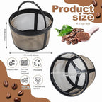 Maxdot 4 Packs Reusable Coffee Filters 4-5 Cup Replacement Mesh with Handle 2.8 x 3.1 x 2 Reusable Filter Basket Compatible with Mr. Coffee Most Coffeemakers Brewers Universa (Stainless Steel,Gold)