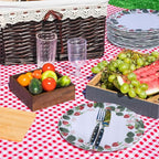 6-Pack Melamine Dinner Plates - 10 Inch Lightweight, Durable & Unbreakable Round Plates for Indoor/Outdoor Use - Strawberry