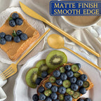 Gold Silverware Set, Stainless Steel Flatware Set for 6, 30-Pieces Cutlery Tableware set Include Spoons And Forks Set, Matte Gold Utensil Set, Stain Finish, Dishwasher Safe.