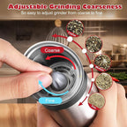 Electric Salt and Pepper Grinder Set: For Gravity Automatic Salt and Pepper Grinder Set with Light Adjustable Coarseness Sea Spice Shakers Stainless Steel Rechargeable Spice Peppercorn Mill