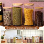 Vesici 4 Pcs Large Acrylic Storage Canister 180 oz and 93 oz Jars with Bamboo Lids Clear Acrylic Canister Unbreakable Airtight Storage Jars for Kitchen, Coffee Rice Pantry Organization