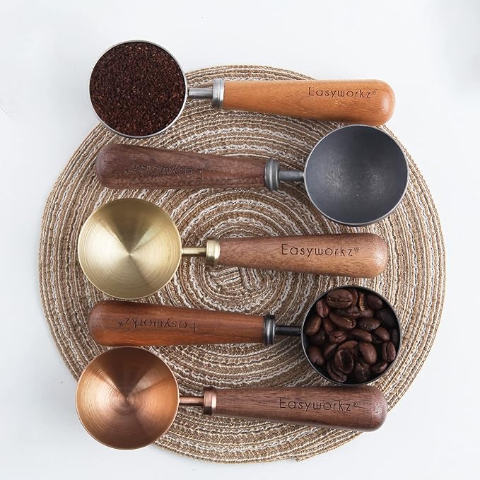 Easyworkz Retro Stainless Steel Coffee Spoon With Black Walnut Handle,10g - Measuring Spoon (Gunmetal)