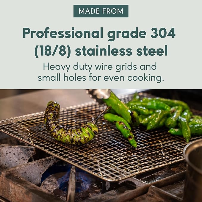 Ultra Cuisine Stainless Steel 8.5 x 12-inch Cooling and Baking Rack - Oven-Safe - Dishwasher-Safe - Heavy Duty - Tight Wire Bake for Oven Cooking - Quarter Sheet Pan - Ideal as Roasting Rack