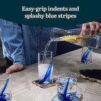 Libbey Tumbler and Rocks Glass Set, Infused Blue Ribbon Drinkware Glasses Set,, Artisan Inspired Four-Dimple Shaped Rock Glasses, Dishwasher Safe Tumbler Glasses Set