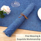 Homaxy Cloths Placemats for Dining Table Set of 4, Heat Resistant Washable Cotton Linen Blend Table Mats, Easy to Clean Place Mats for Indoor Outdoor Party Kitchen Decoration, 13" x 19", Blue