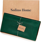 Solino Home Linen Tablecloth for Rectangle Tables 60 x 144 Inch - Classic Hemstitch 100% Pure Linen Rainforest Green Table Cloth - Machine Washable Cloth Tablecloth for Fall, Autumn
