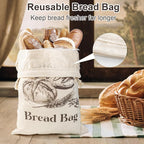2 Pack Cotton Bread Bags for Homemade Bread, Large sourdough bread bags with TPU Lining, 12 X18 Inches Reusable Food Storage Bags (2)