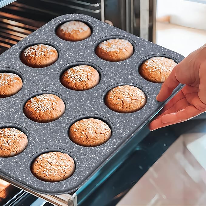 Kitchen Academy Induction Cookware & Bakeware Set - 30 Piece Grey Granite Cooking Pans Set, Non Toxic Pots and Pans Set Non Stick