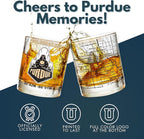 Greenline Goods – University of Purdue Boilermakers College Whiskey Glasses (Set of 2), 10 oz – Full-Color Logo + Campus Map