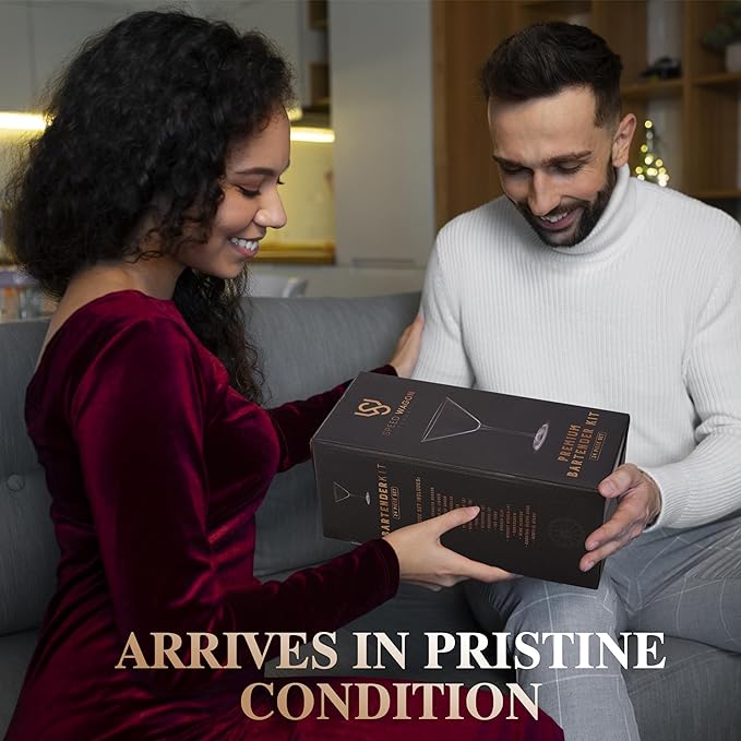 Mixology Bartender Kit – 24 Piece Gun Metal Cocktail Shaker Set w/Stand – Essential Home Bar Accessories Martini Shaker, Jigger, Muddler, Chilling Cubes & More